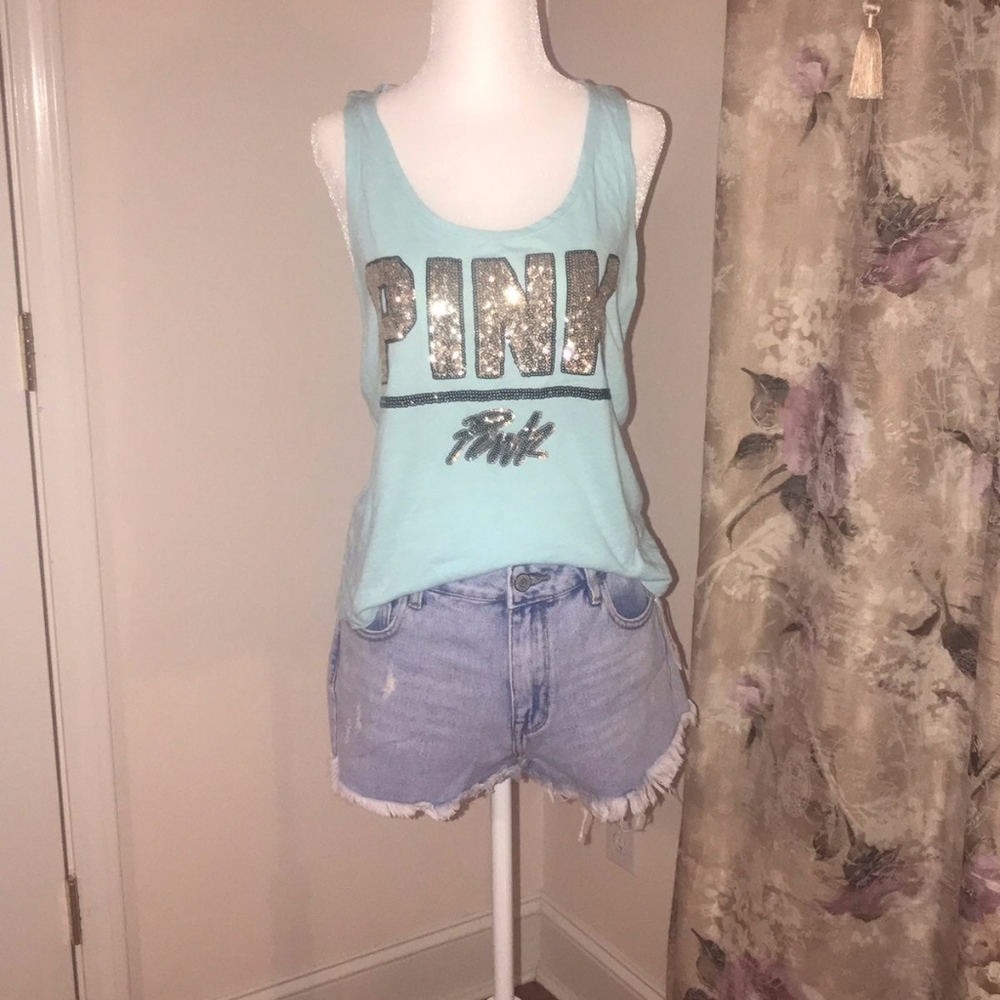 VICTORIA'S SECRET PINK SEQUIN MUSCLE TANK, SIZE M